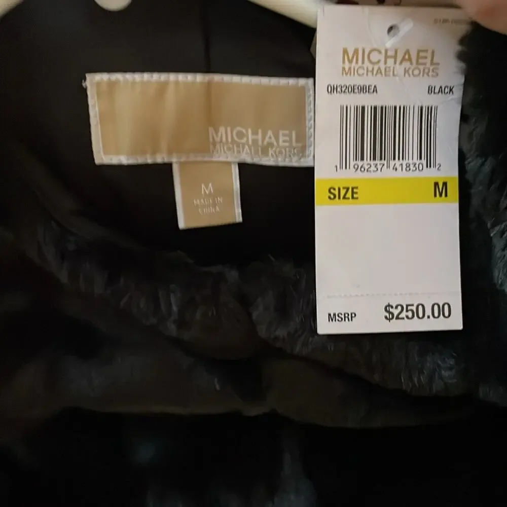 NWT - Michael Kors - Faux Fur Open Front Cropped Jacket Size M